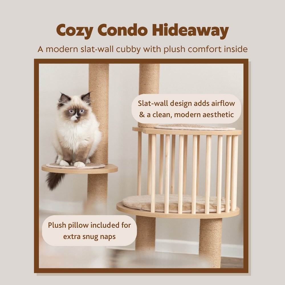 Aspen 37" Cat Tree, Modern Multi-Level Cat Tower Five Sisal Scratching Posts