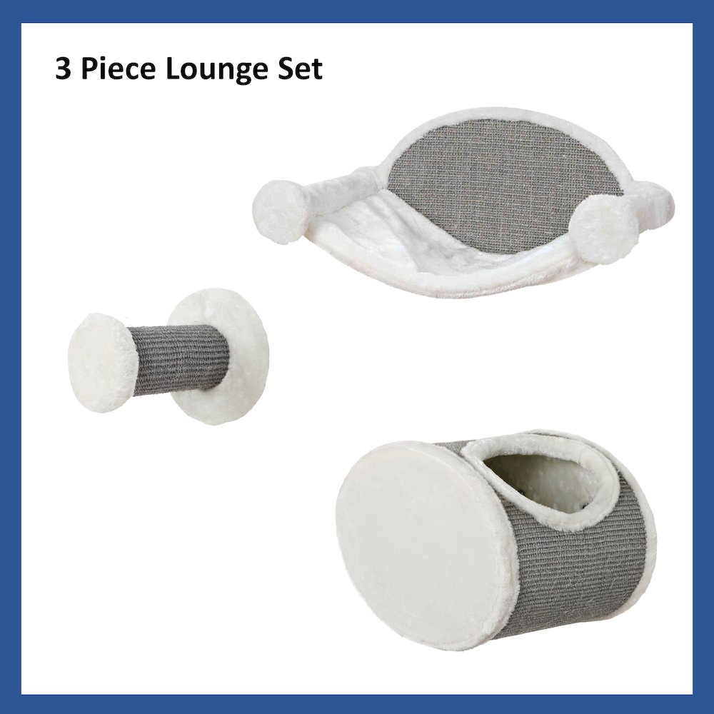 Liam Multi-Level Wall Mounted Cat Perch-Lounge Set, Gray