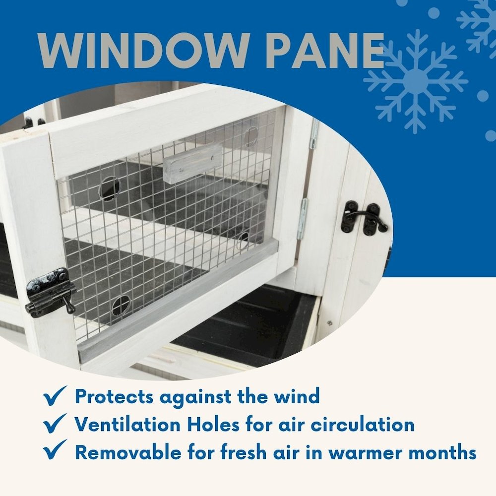 Weatherproof Outdoor 2-Story Wooden Small Animal Hutch with Large Run & Tray