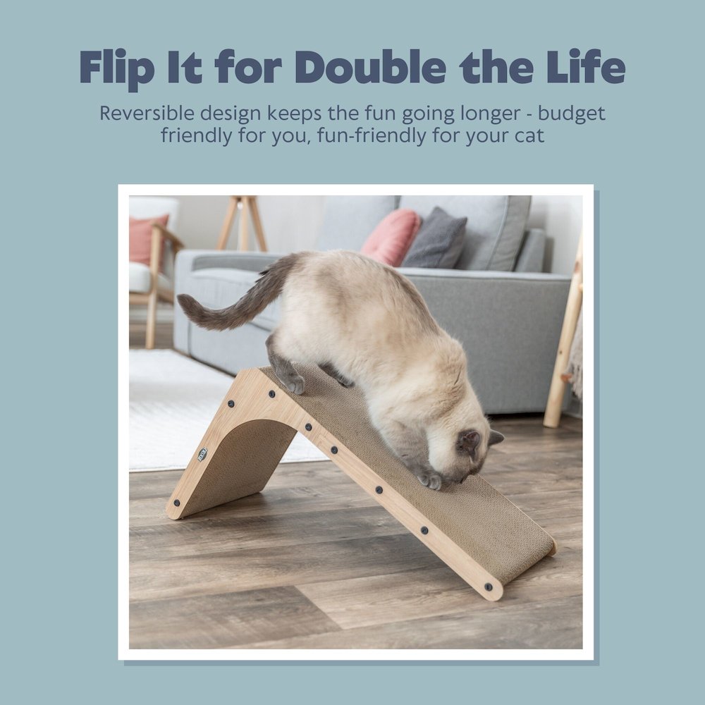 17.7" L-Shaped Cat Scratching Board Catnip & Silvervine with Built-In Ball Toy