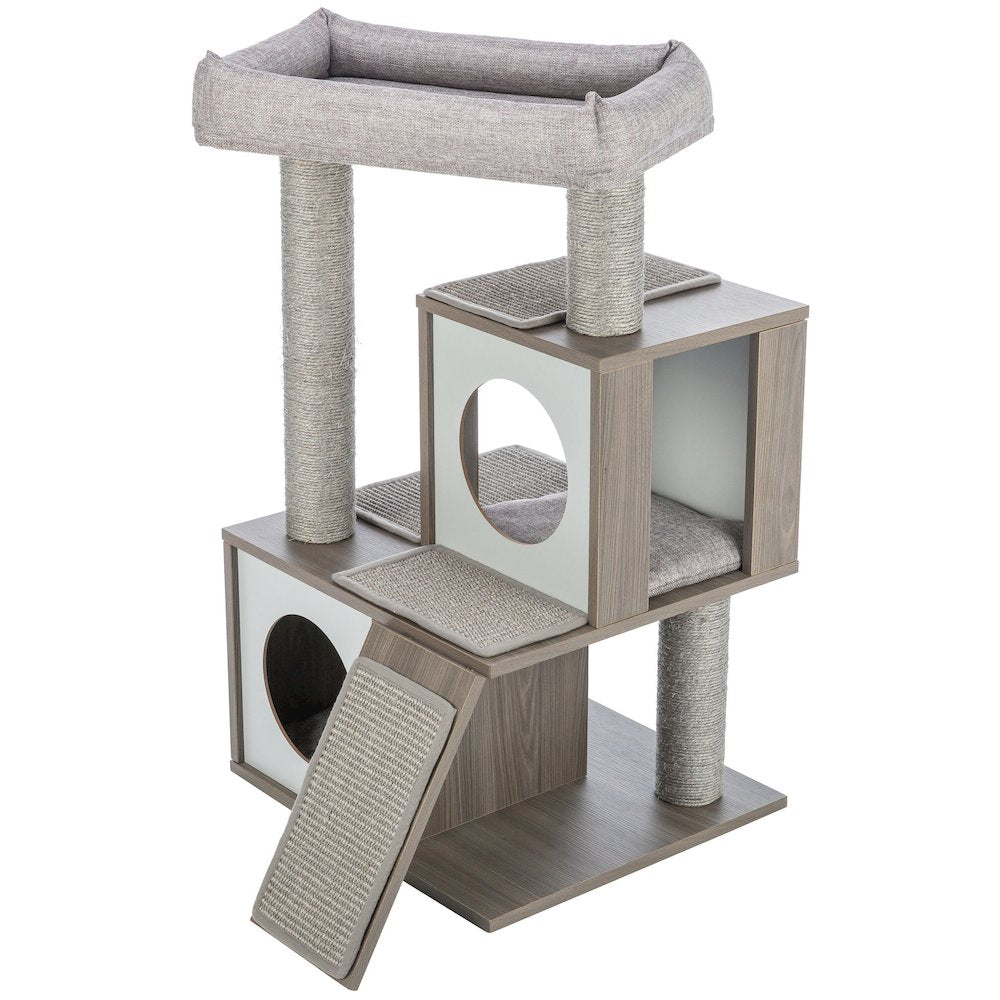 Mali Sisal & Wood 34" Cat Tree with Scratching Posts & Pads, Condos, Ramp