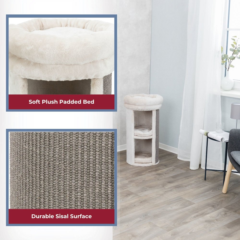 Mexia Plush & Sisal 2-Story 39" Cat Condo Tower with Removable Cushions