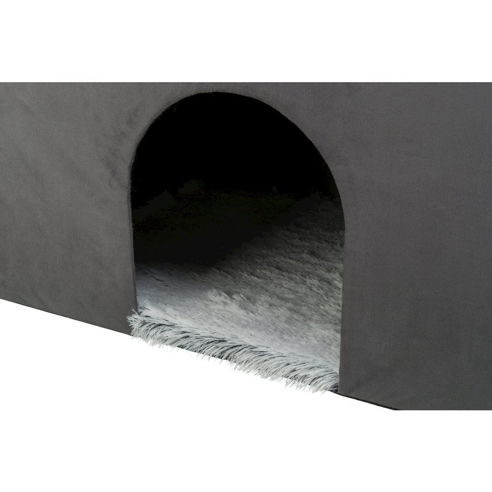 Harvey Velvety Indoor Condo, Foldable Hideaway, for Cats and Small Dogs, Gray