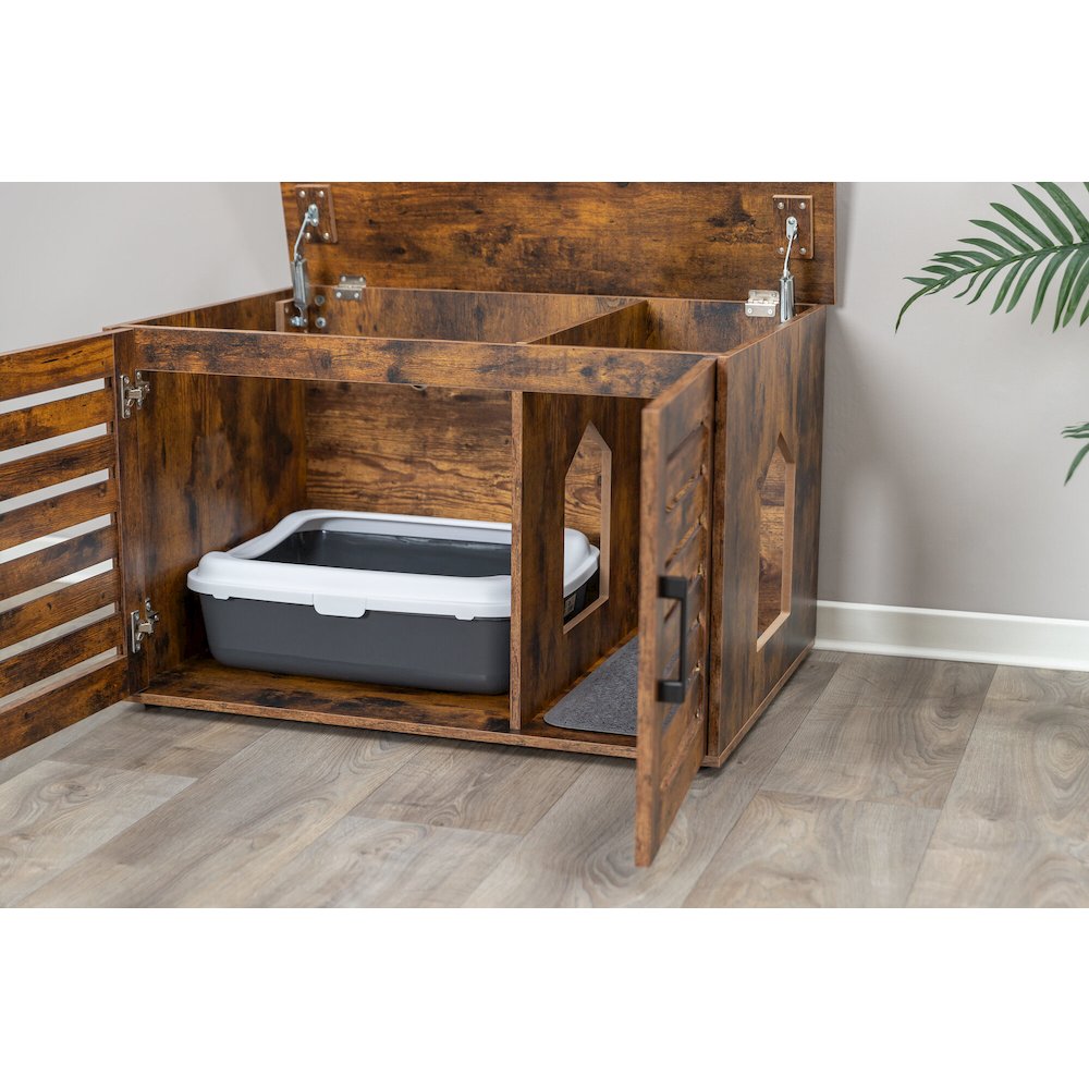 XL Farmhouse Litter Box Enclosure, Hidden Litter Box Cabinet or End Table