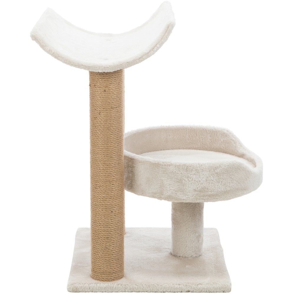 Isaba Plush 2-Level 24.4" Cat Tree with Sisal Scratching Posts, 2 Perch, Greige
