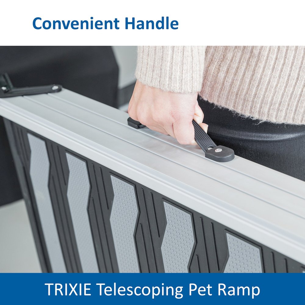 Collapsible Non-Slip 69" Long Aluminum Pet Ramp, Silver-Black, 198 lb Limit