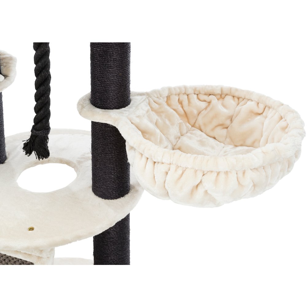 Bovina Plush & Sisal 3-Level 55.5" Cat Tree, Scratching Posts & Hammock, Black