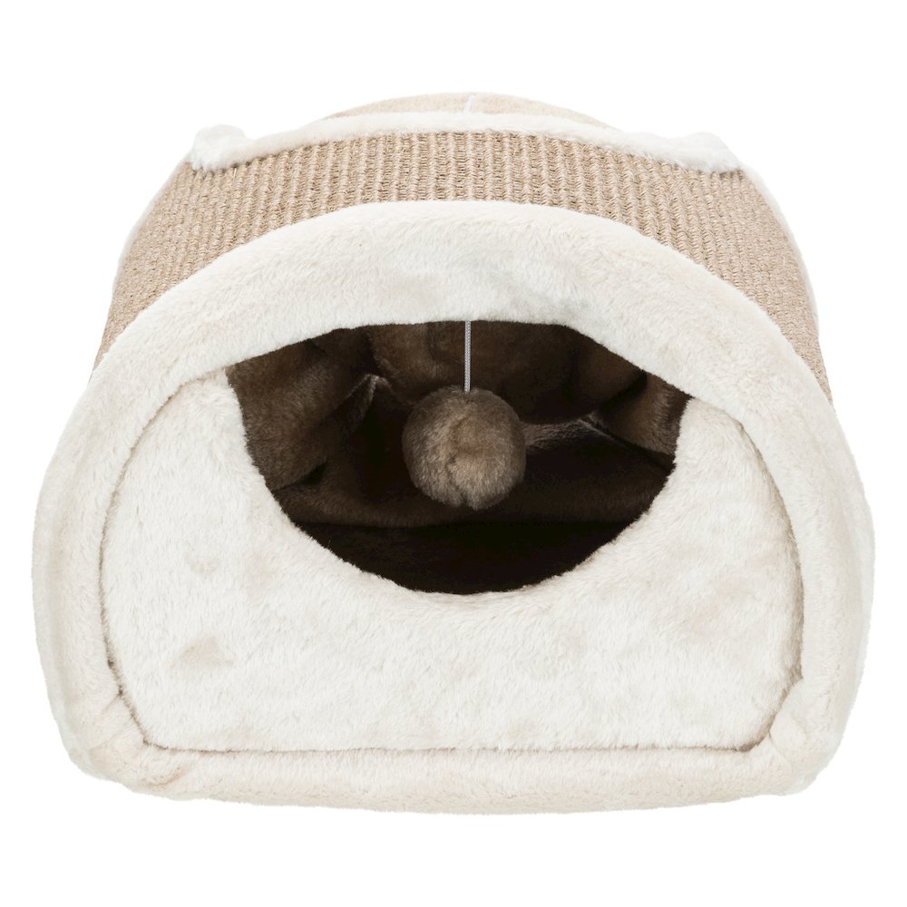 Sisal & Plush 1-Level 11.8" Cat Condos with Scratching Surface, Tunnel & Cat Toy