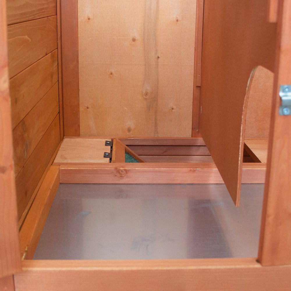 Weatherproof Outdoor 2-Story Wooden Small Animal Hutch with Run & Pull-Out Tray