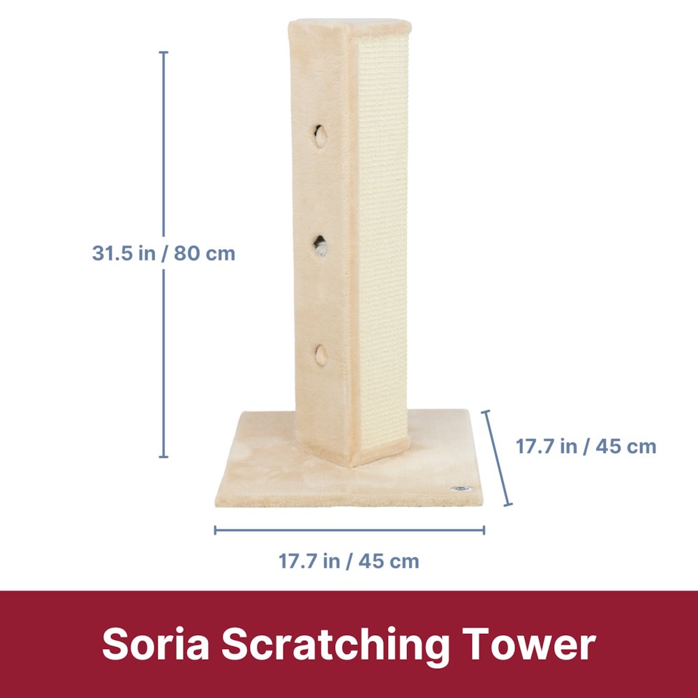Soria Plush & Sisal 31.5" Square Scratching Posts, Cat Toys for Hunting, Beige
