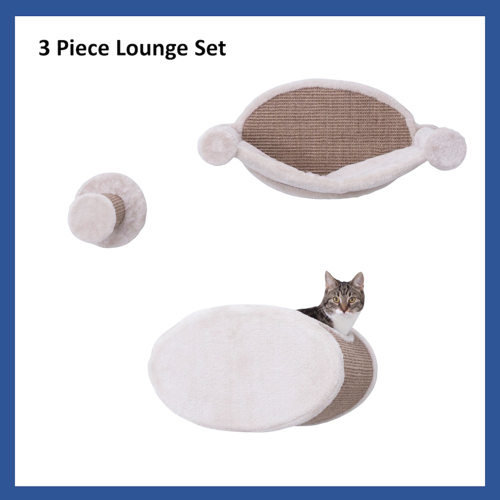 Liam Multi-Level Wall Mounted Cat Perch-Lounge Set, Brown