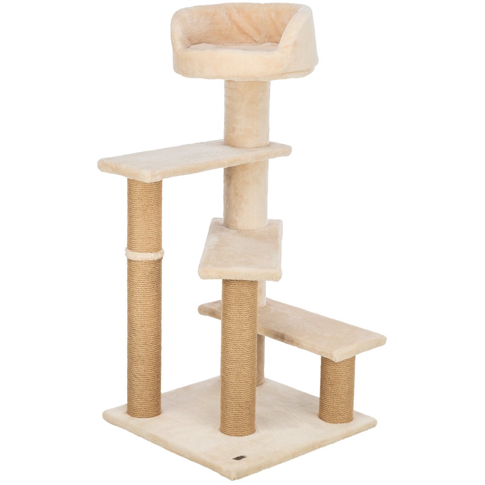 Tulia Senior Plush & Sisal 4-Level 40.2" Cat Tree, Scratching Posts & Bed, Beige