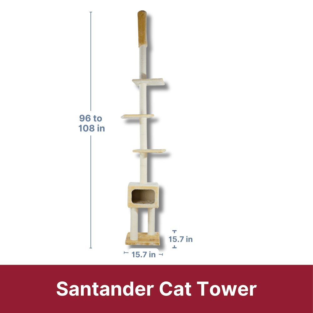 Santander Plush & Sisal Adjustable 96"-108" Cat Tower with Scratching Posts