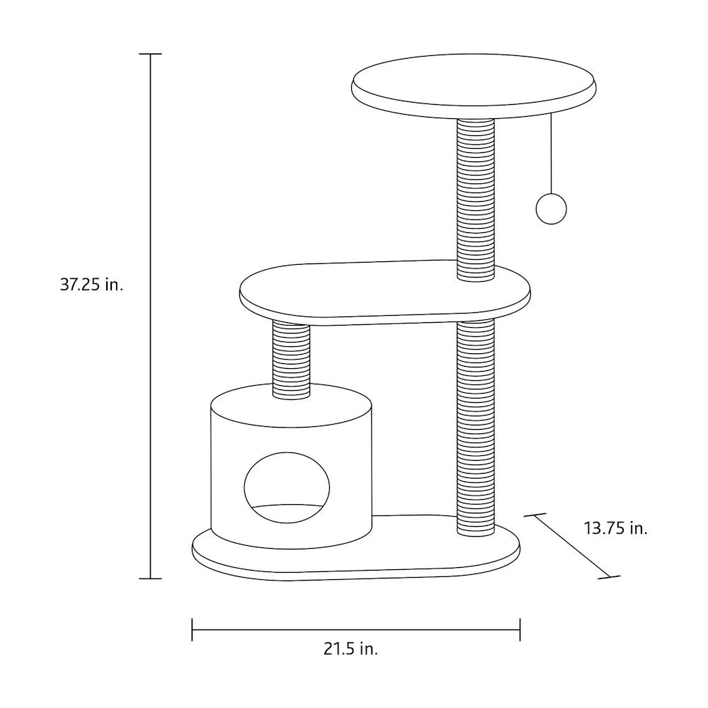 Casta Plush & Sisal 3-Level 37.4" Cat Tree with Scratching Posts & Condo, Cream