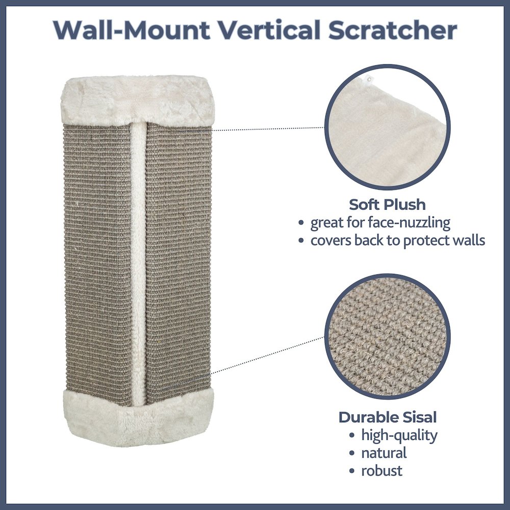 Wall Mount Sisal Scratching Board for Corners, Vertical Cat Scratcher, Gray