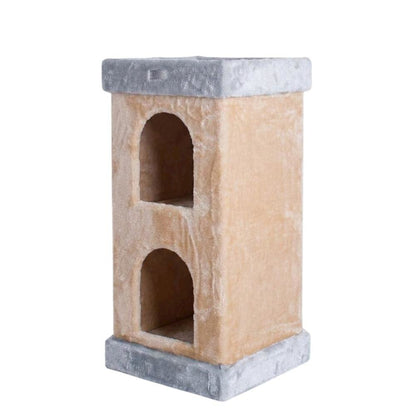 Pressed Wood 2-Story Cat House with Sisal Carpet and Faux Fur Condo