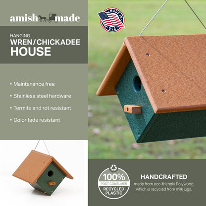 Wren or Chickadee Bird House Made of High Density Poly Resin