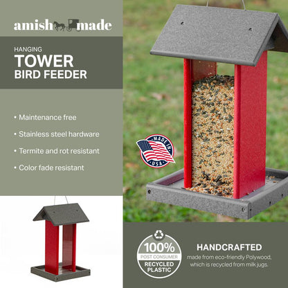 Tall Bird Feeder Made with High Density Poly Resin