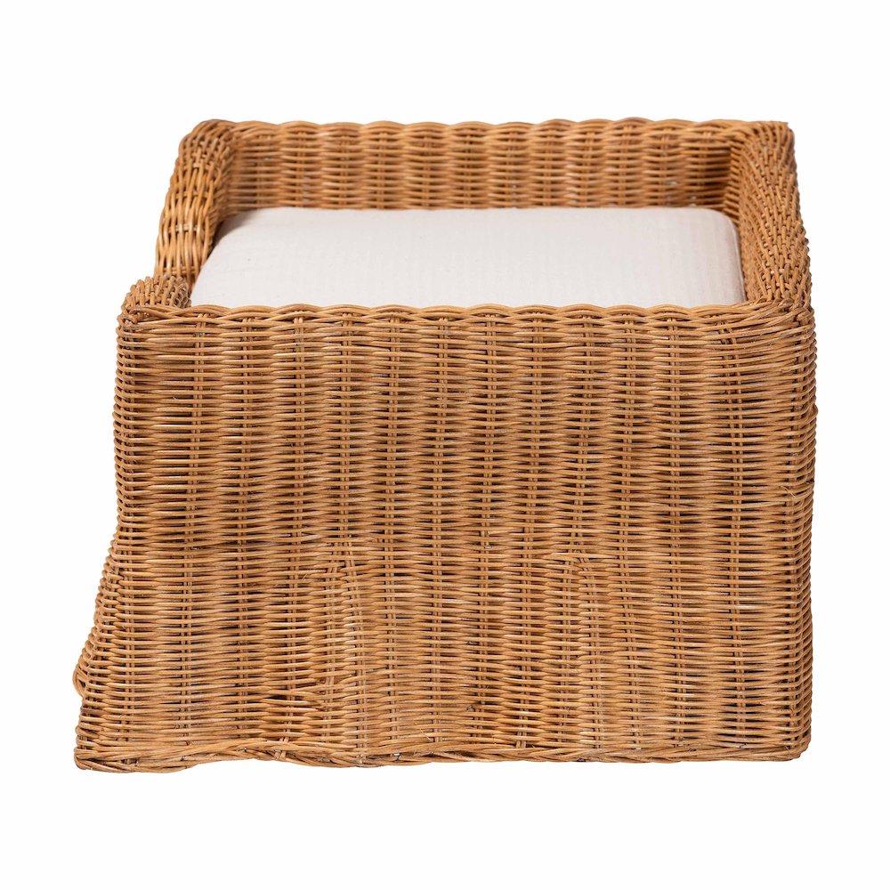 Belita Natural Rattan Pet Bed with Scalloped Base - Enclosed Lounge Bed, 27.6"