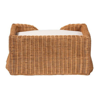 Belita Natural Rattan Pet Bed with Scalloped Base - Enclosed Lounge Bed, 27.6"