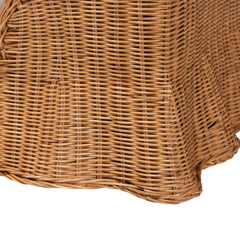 Belita Natural Rattan Pet Bed with Scalloped Base - Enclosed Lounge Bed, 27.6"