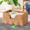 Belita Natural Rattan Pet Bed with Scalloped Base - Enclosed Lounge Bed, 27.6"