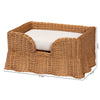 Belita Natural Rattan Pet Bed with Scalloped Base - Enclosed Lounge Bed, 27.6"