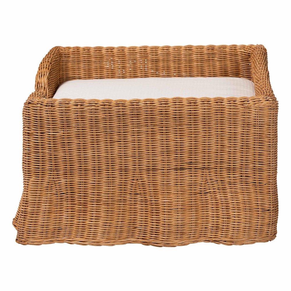 Belita Natural Rattan Pet Bed with Scalloped Base - Enclosed Lounge Bed, 30.2"