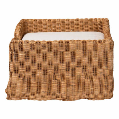 Belita Natural Rattan Pet Bed with Scalloped Base - Enclosed Lounge Bed, 30.2"