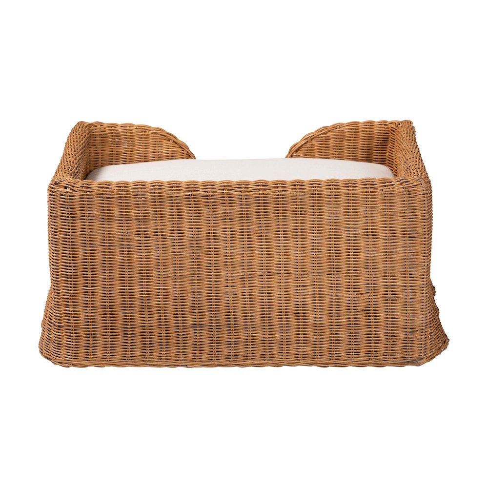 Belita Natural Rattan Pet Bed with Scalloped Base - Enclosed Lounge Bed, 30.2"