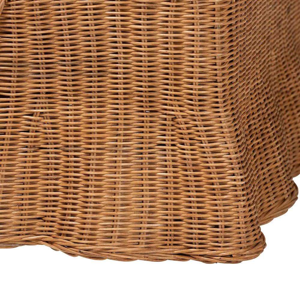 Belita Natural Rattan Pet Bed with Scalloped Base - Enclosed Lounge Bed, 30.2"
