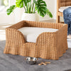 Belita Natural Rattan Pet Bed with Scalloped Base - Enclosed Lounge Bed, 30.2"
