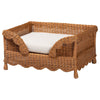 Natural Rattan Pet Bed with Scalloped Sides - Wicker Enclosed Lounge Bed, 31.5"