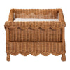 Natural Rattan Pet Bed with Scalloped Sides - Wicker Enclosed Lounge Bed, 31.5"