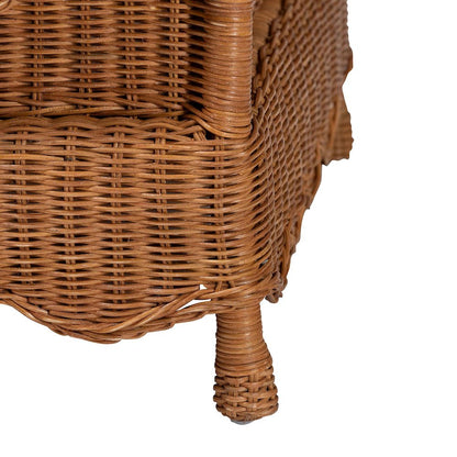 Natural Rattan Pet Bed with Scalloped Sides - Wicker Enclosed Lounge Bed, 31.5"