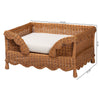 Natural Rattan Pet Bed with Scalloped Sides - Wicker Enclosed Lounge Bed, 31.5"