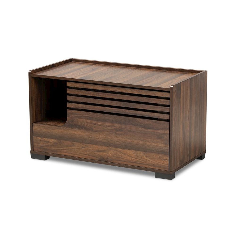 Claire Modern and Contemporary Walnut Brown Finished Cat Litter Box Cover House