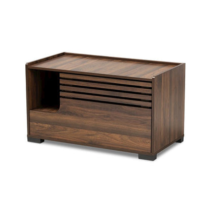 Claire Modern and Contemporary Walnut Brown Finished Cat Litter Box Cover House