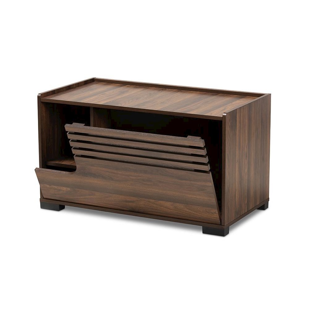 Claire Modern and Contemporary Walnut Brown Finished Cat Litter Box Cover House