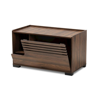 Claire Modern and Contemporary Walnut Brown Finished Cat Litter Box Cover House