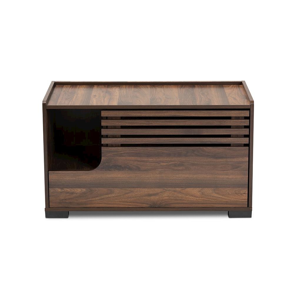 Claire Modern and Contemporary Walnut Brown Finished Cat Litter Box Cover House