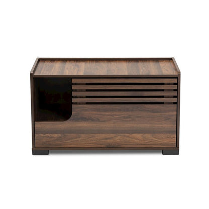 Claire Modern and Contemporary Walnut Brown Finished Cat Litter Box Cover House