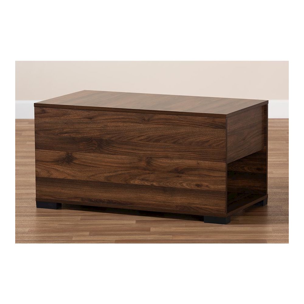 Skylar Modern and Contemporary Walnut Brown Finished Cat Litter Box Cover House