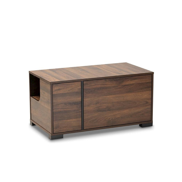 Walnut Brown Finished 2-Door Cat Litter Box Cover House