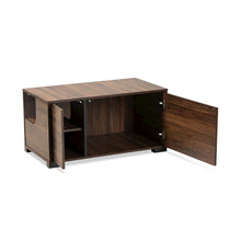 Walnut Brown Finished 2-Door Cat Litter Box Cover House