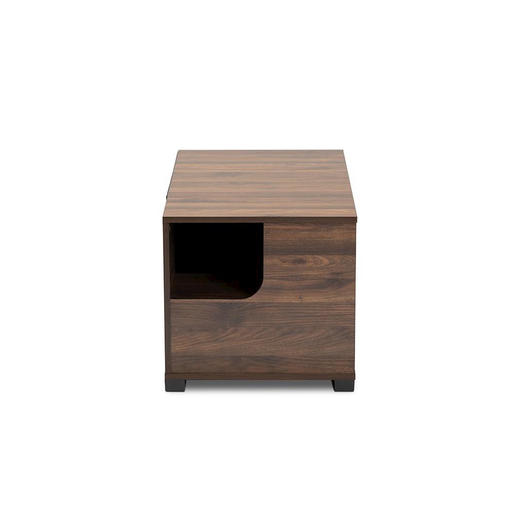 Walnut Brown Finished 2-Door Cat Litter Box Cover House