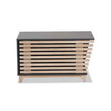 Two-Tone Dark Grey and Oak Finished Wood Cat Litter Box Cover House