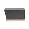 Two-Tone Dark Grey and Oak Finished Wood Cat Litter Box Cover House