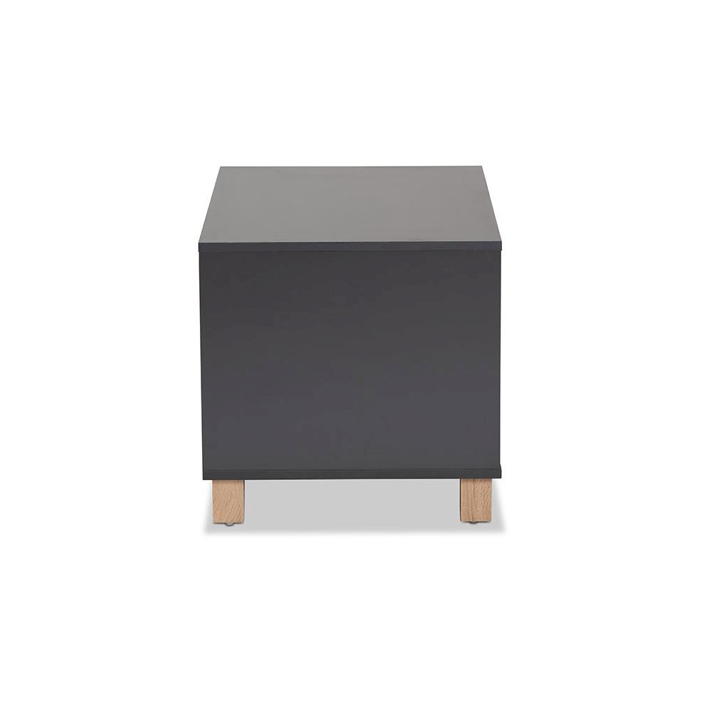 Two-Tone Dark Grey and Oak Finished Wood Cat Litter Box Cover House
