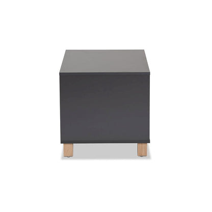 Two-Tone Dark Grey and Oak Finished Wood Cat Litter Box Cover House
